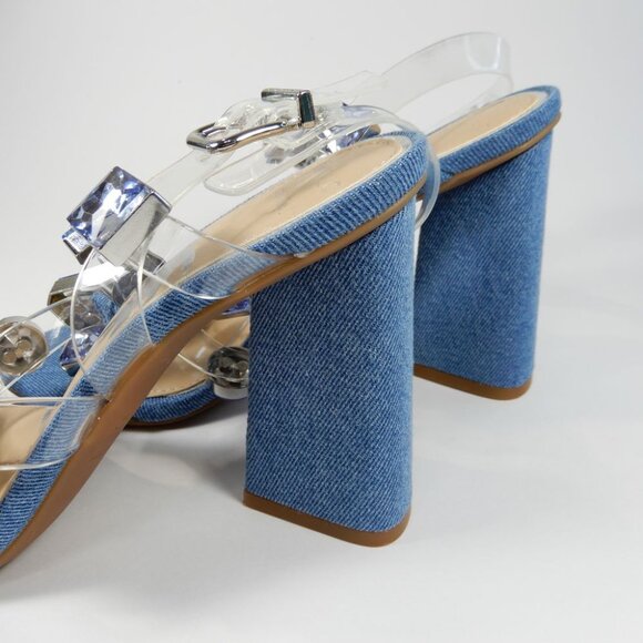 Gianni Bini x DANNIJO Bianca SANDALS Size 7 Blue Denim Jewel Embellished NEW - Picture 8 of 12